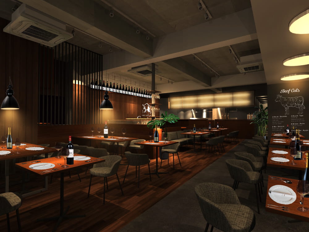 お洒落なインテリアと落ち着いた間接照明のある個室